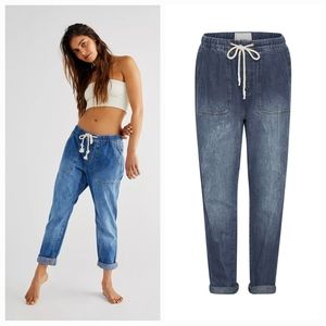 OneTeaspoon Shabbies Drawstring Boyfriend Jeans in Resort Blue XXS